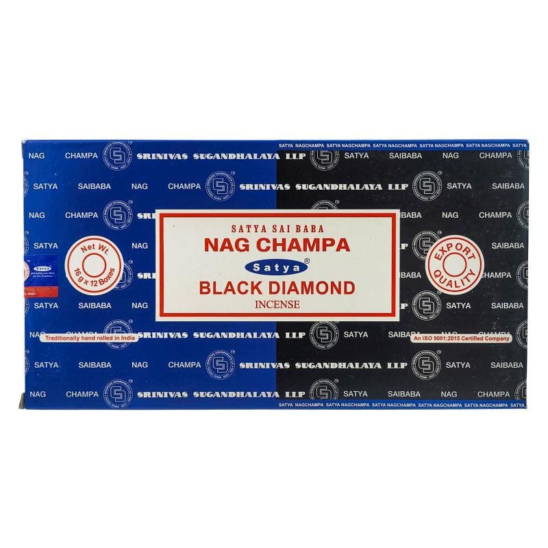 Satya Nag Champa - Bastoncini di incenso originali al franchincenso, con  porta bastoncini di incenso M&J, confezione da 4, per aromaterapia, spa